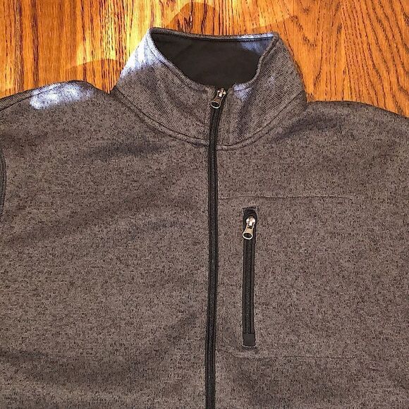 Men’s Charcoal Grey Full Zip Fleece Lined Sweater Zipper Pockets XXL - Picture 3 of 10